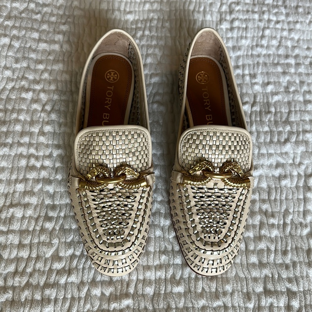Tory Burch Woven Leather Jessa Loafer, Size 6.5M.